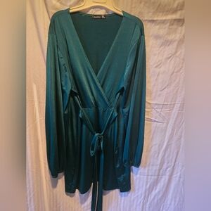 Boohoo Deep Green Half Wrap Dress Size 18